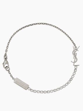 Saint Laurent Cassandre Charm Bracelet Palladium Rhinestonel